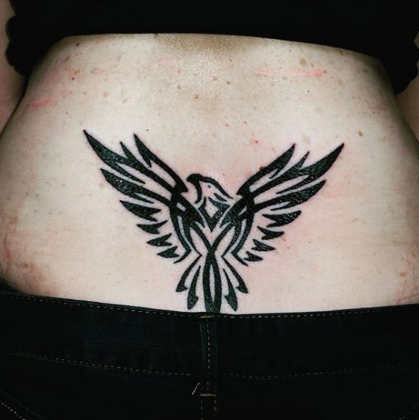 eagle lower back tattoos