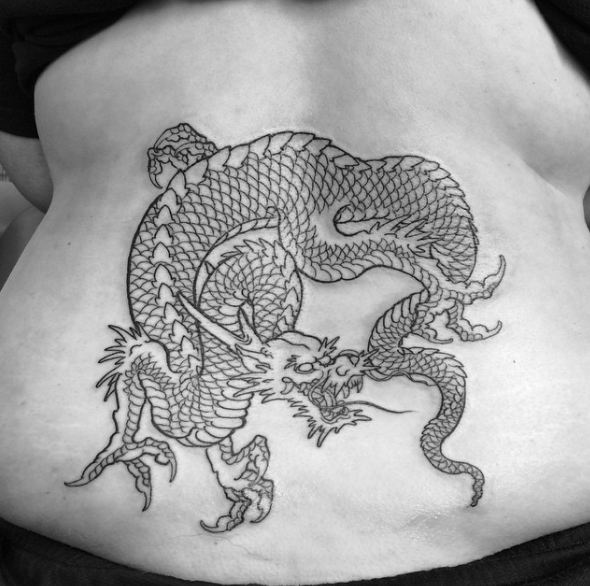 japanese dragon lower back tattoos