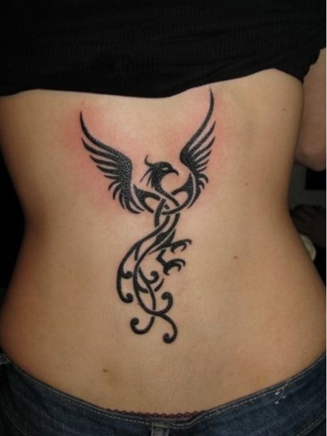 phoenix lower back tattoos