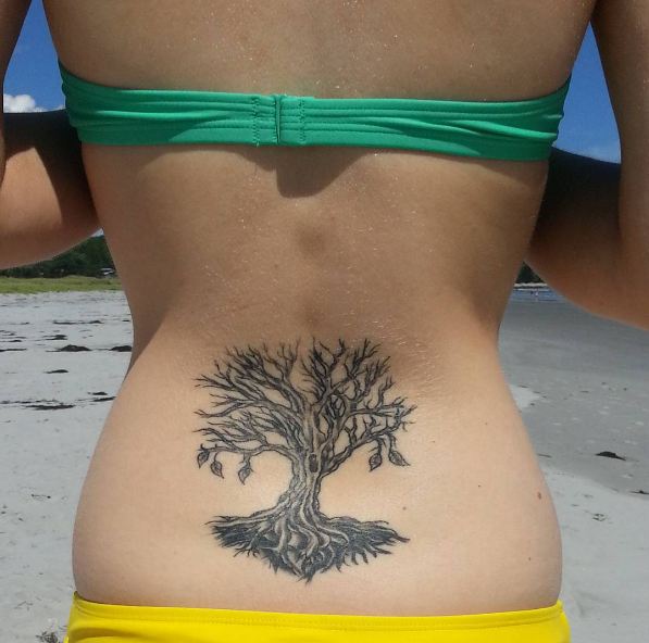 simple tree lower back tattoos ideas