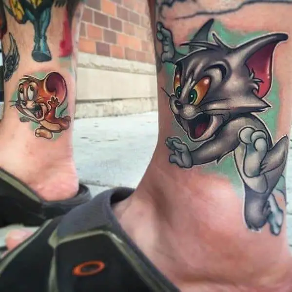 tom and jerry cartoon tattoos on ankle