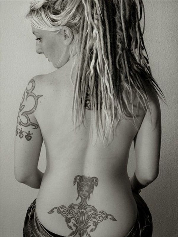 tribal lower back tattoo