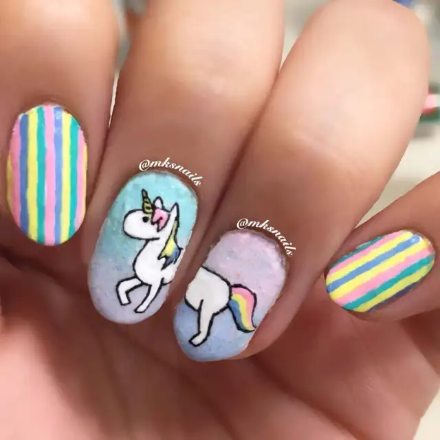 attractive unicorn nail art