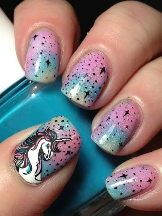 galaxy unicorn nail art