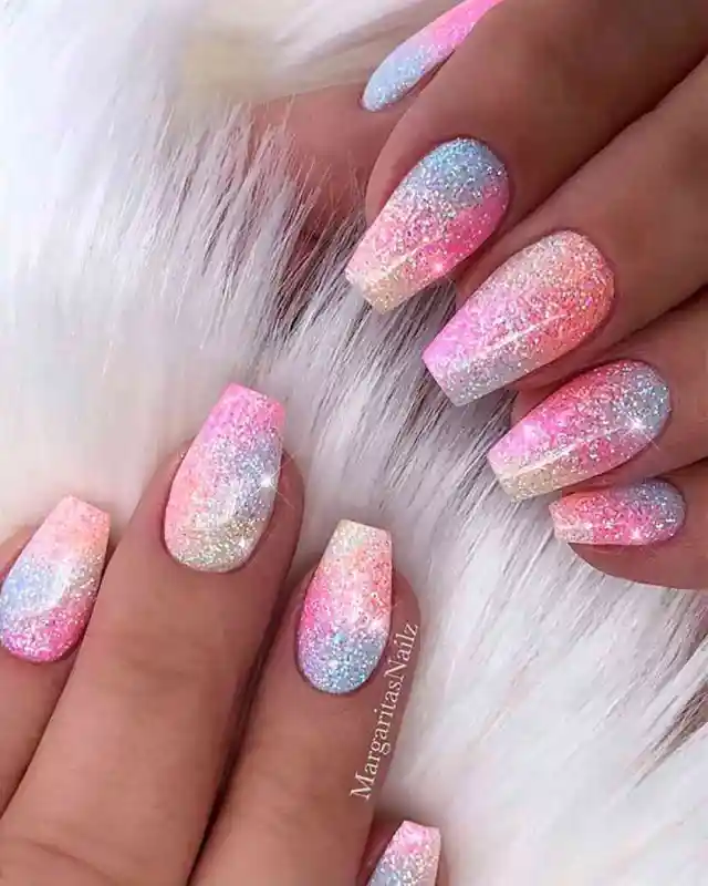 glitter unicorn nails