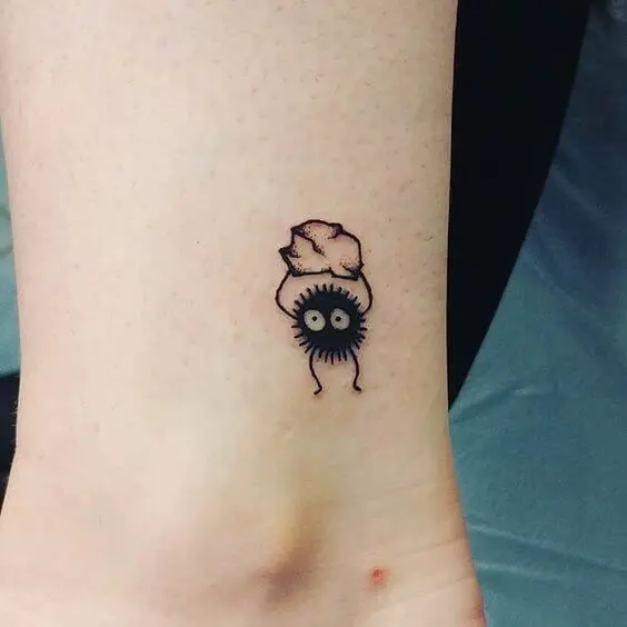 soot sprite tattoo on ankle