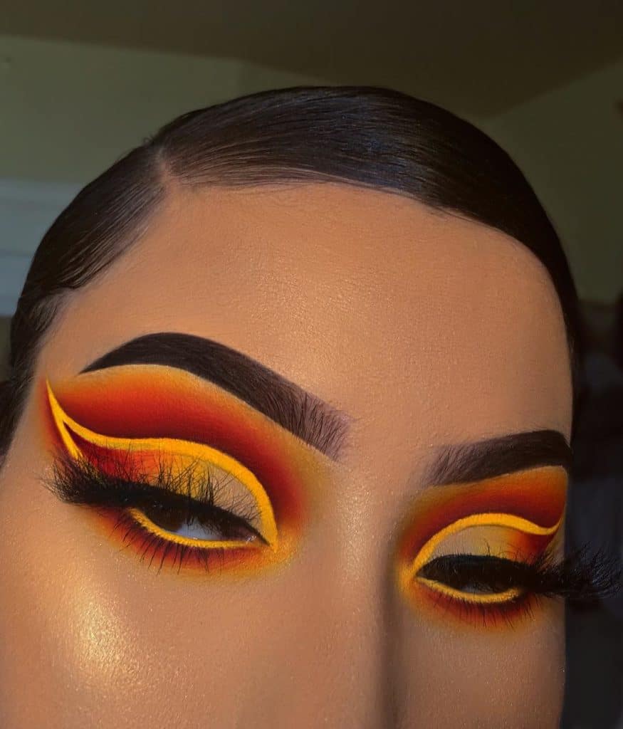 Light Orange Cut Crease with Yellow Liner