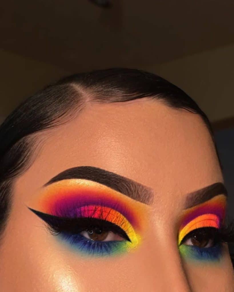 Rainbow Cut Crease Eye Makeup