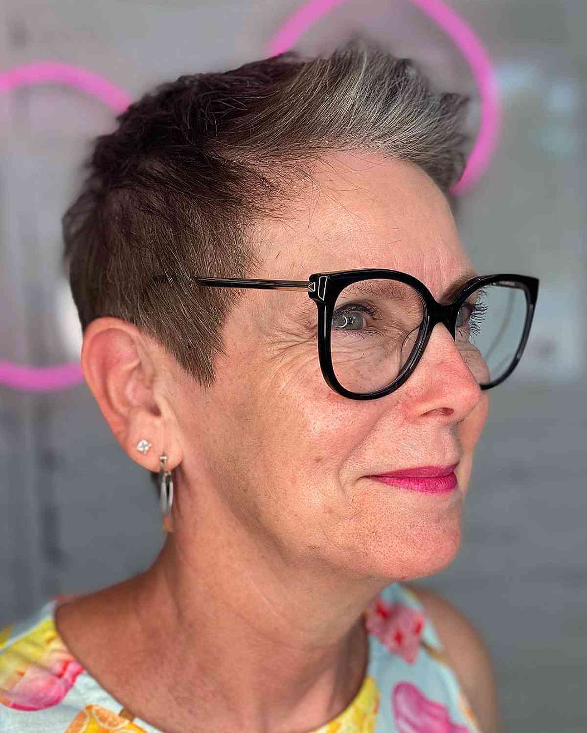 brushed up pixie cut for year olds with glasses