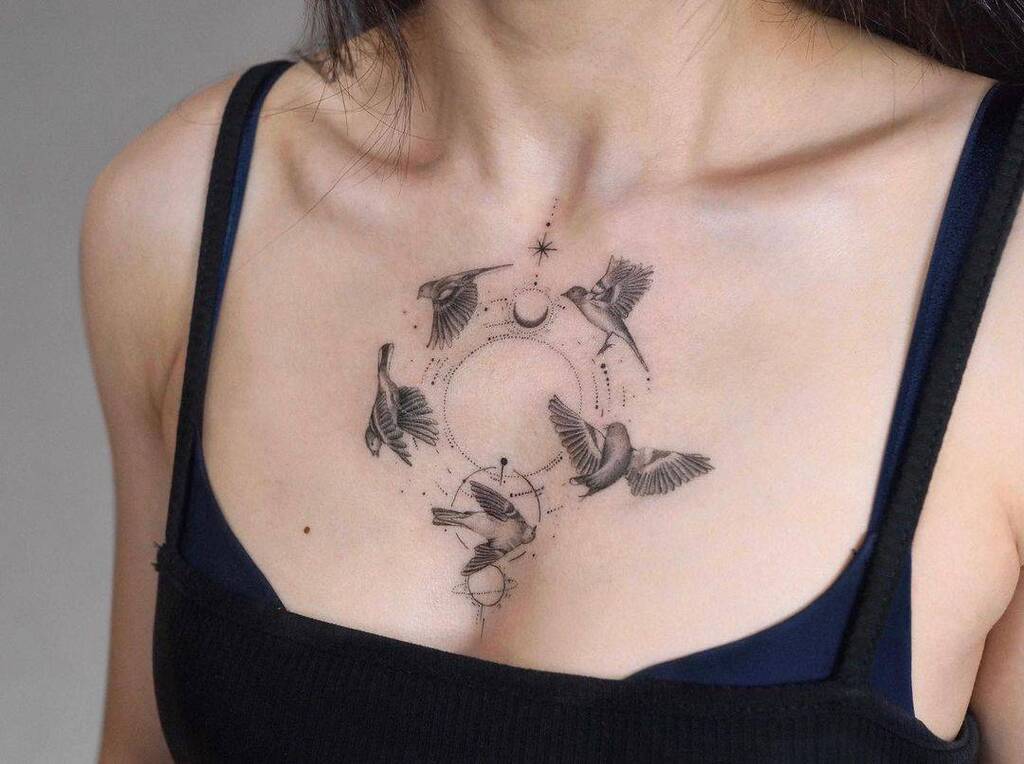 Bird Breast Tattoo Design