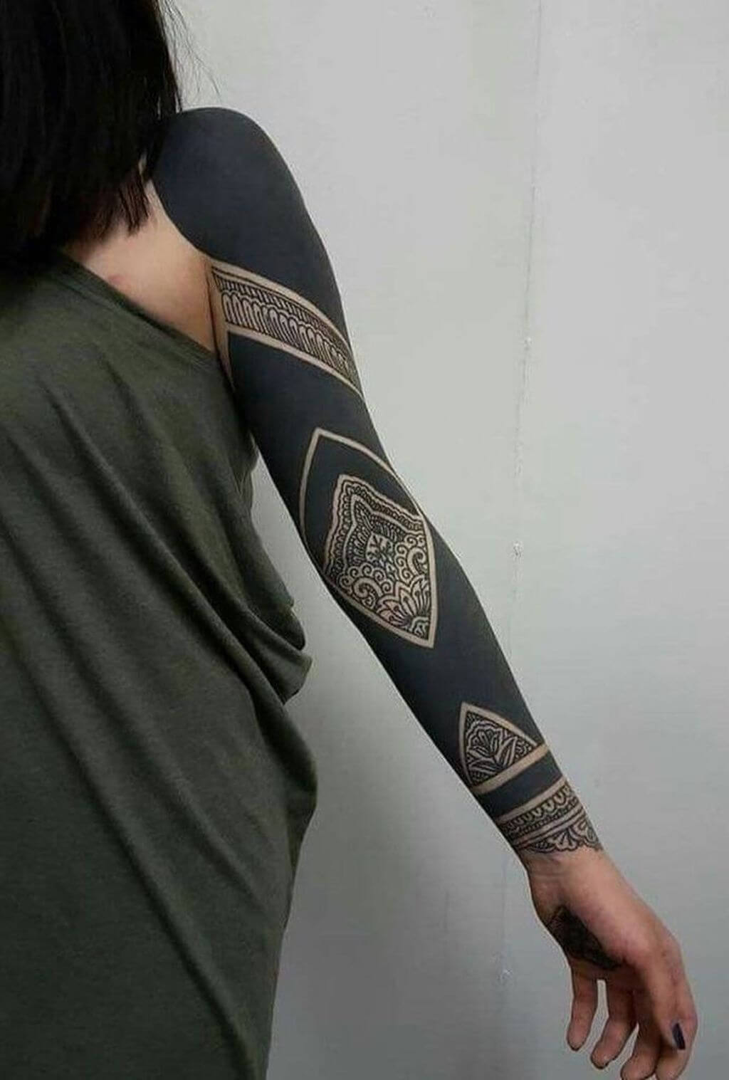 Blackout Female Half Sleeve Tattoo