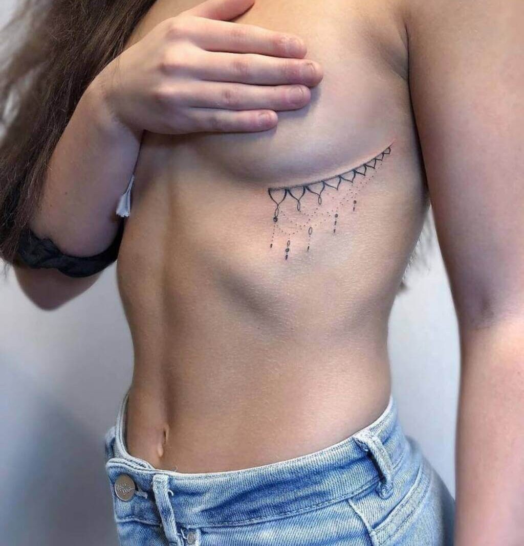 Curvy Under Breast Tattoo Design Ideas