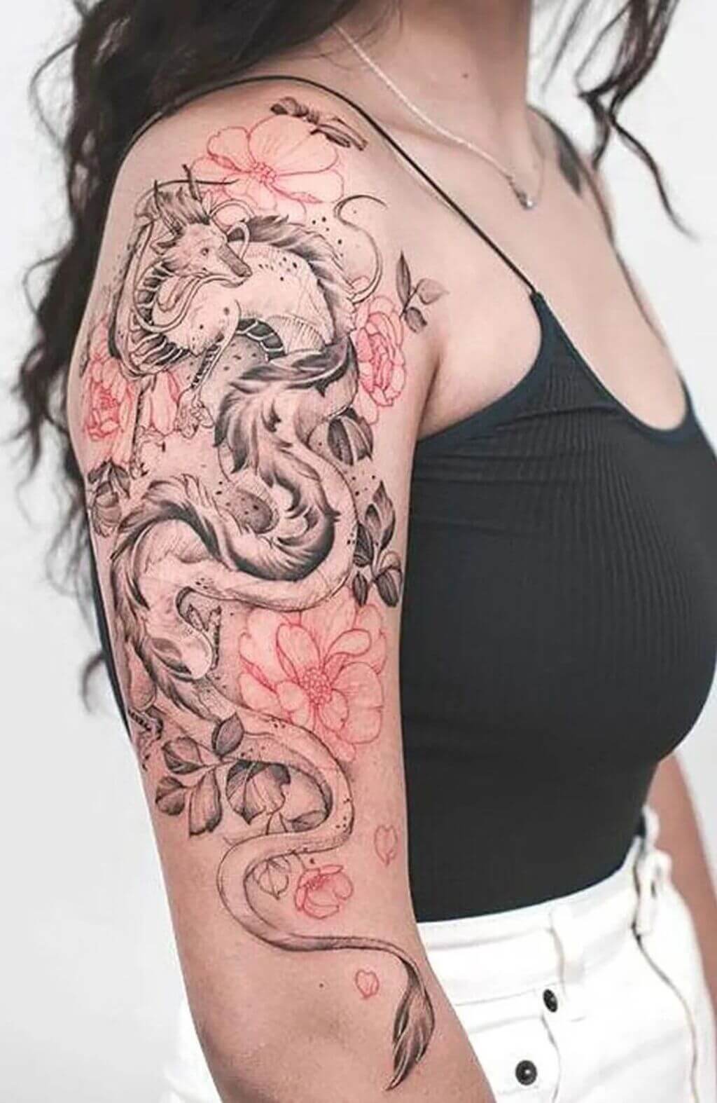 Dragon Womens Unique Half Sleeve Tattoo
