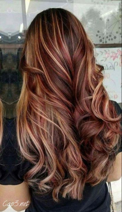 Red Wine Hair with Blonde Highlights