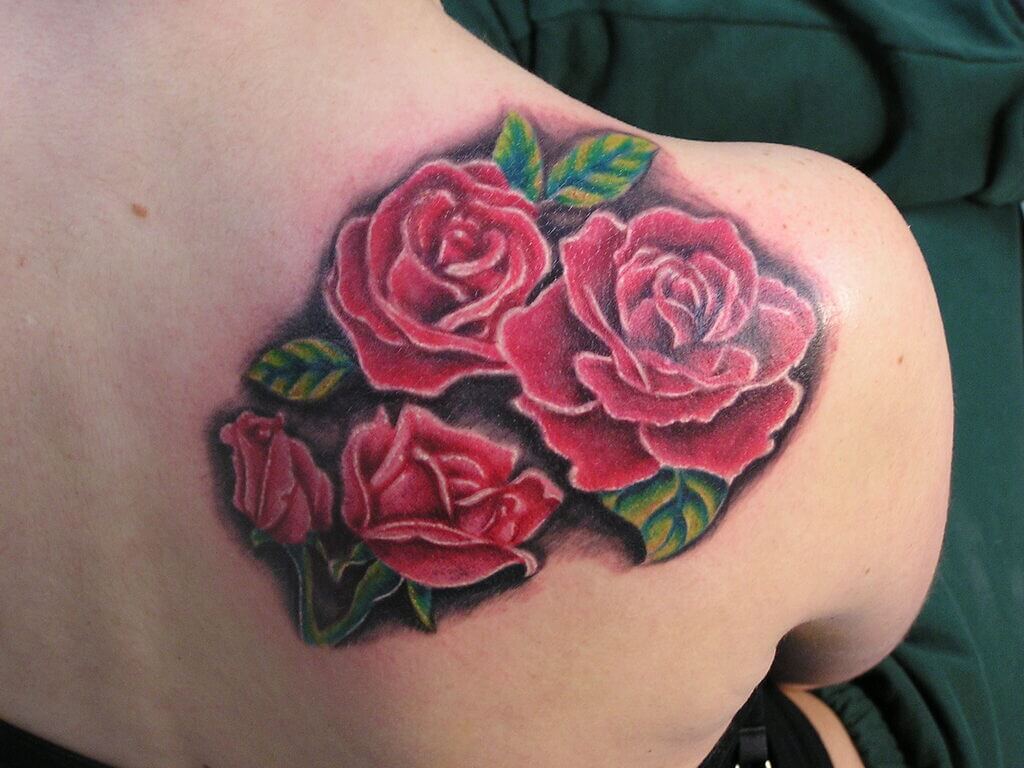 Red and Black Rose Tattoo