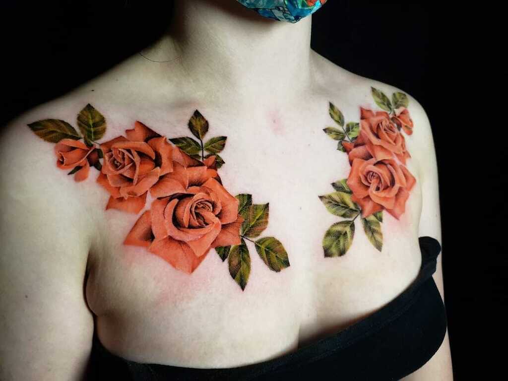 Upper Breast Tattoo Design