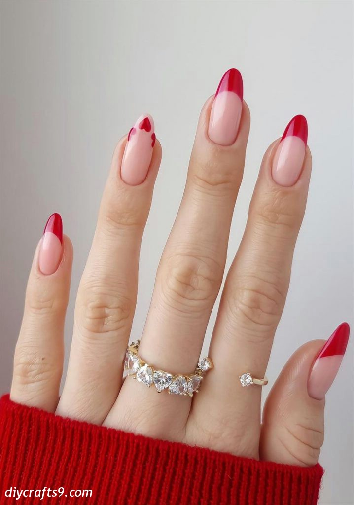 Pink Valentines day manicure art