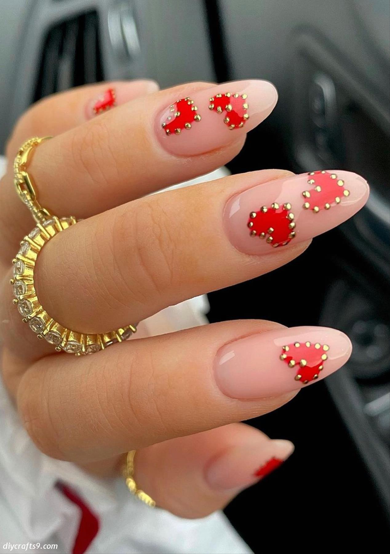 Red Valentines Day nails design for February