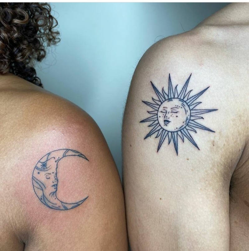 Moon and sun tattoo