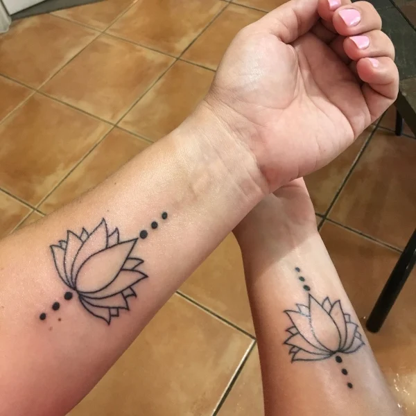 Mother Daughter Lotus Flower Tattoos