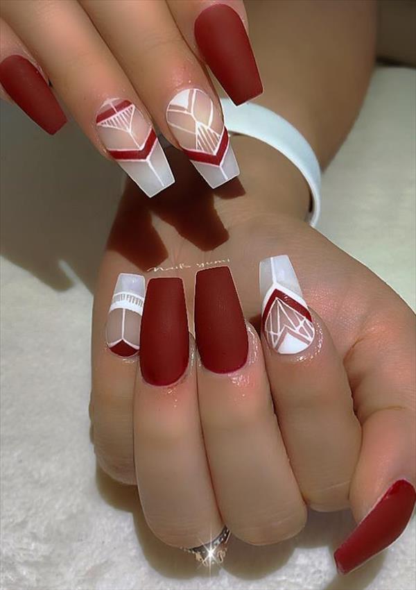 Passionate Red acrylic coffin nails