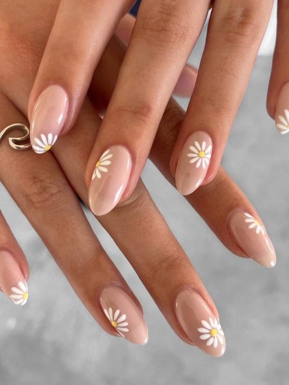 Floral Nude Nails