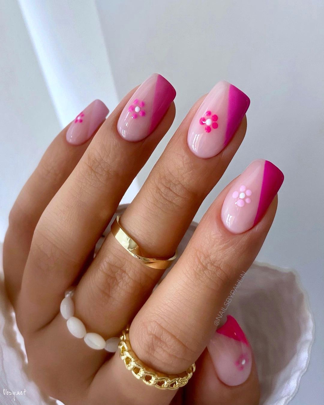 Floral Pink Summer Nails Ideas
