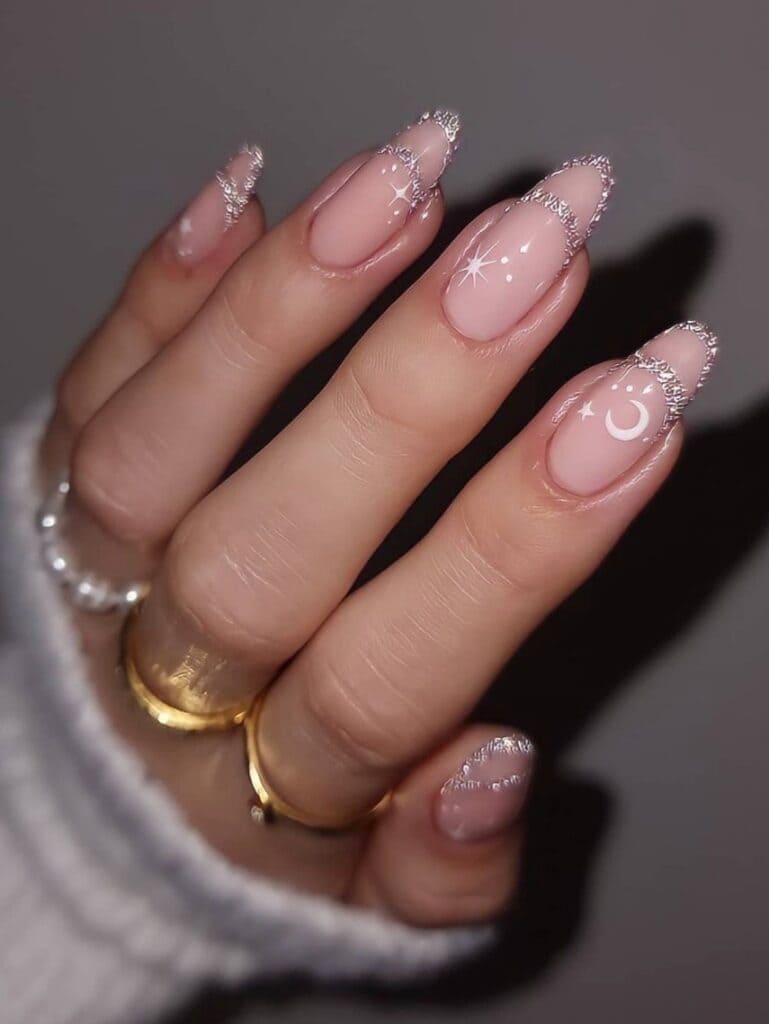 Glittery French Outline