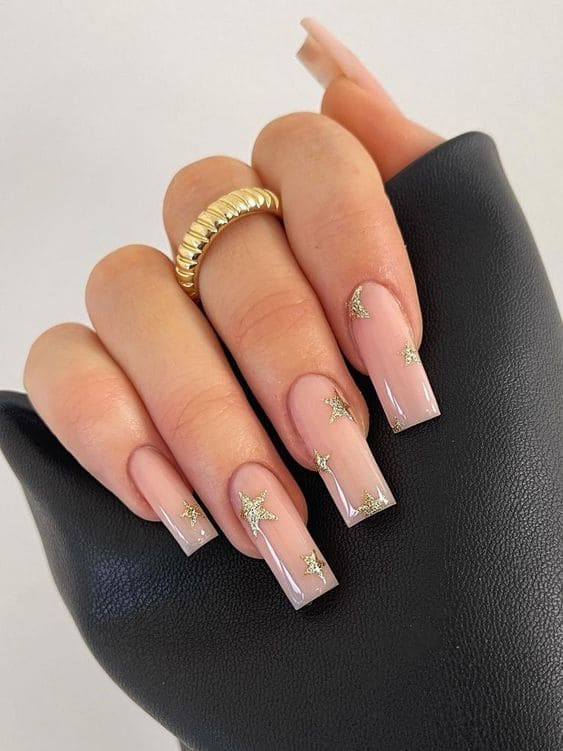 Golden Star Nude Nails