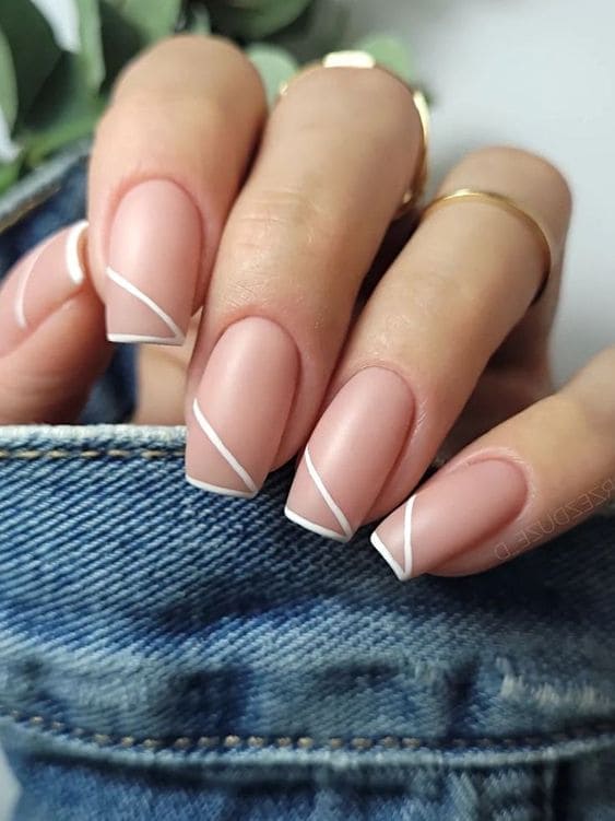 Nude Nails With Minimalist Line
