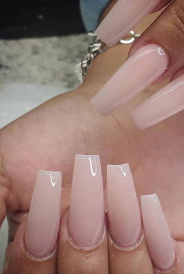 Pink and pink French pink coffin nails