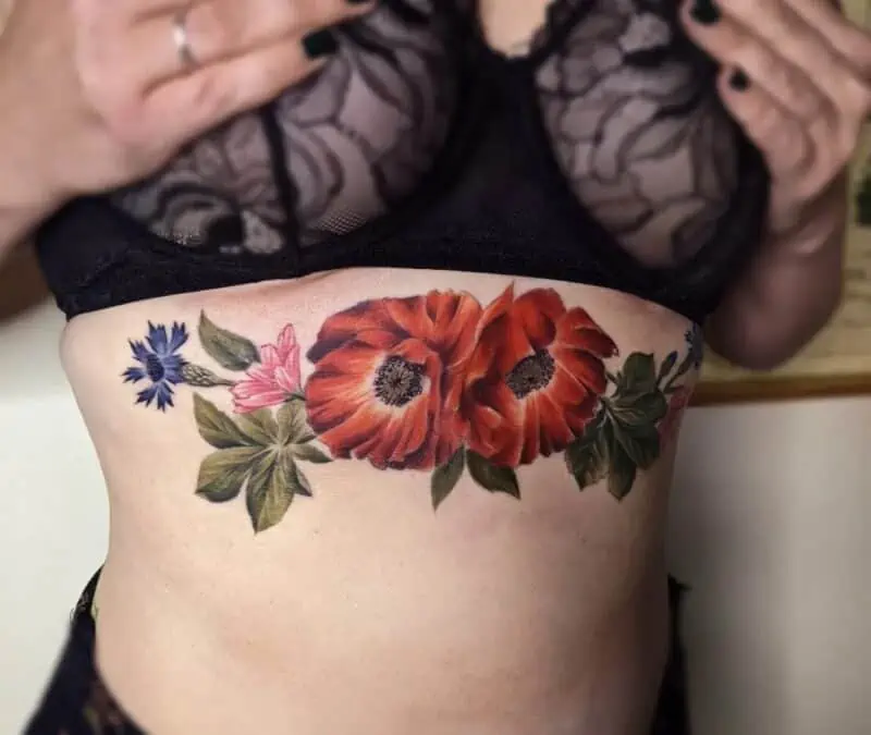 Realistic Colour Floral Tattoo