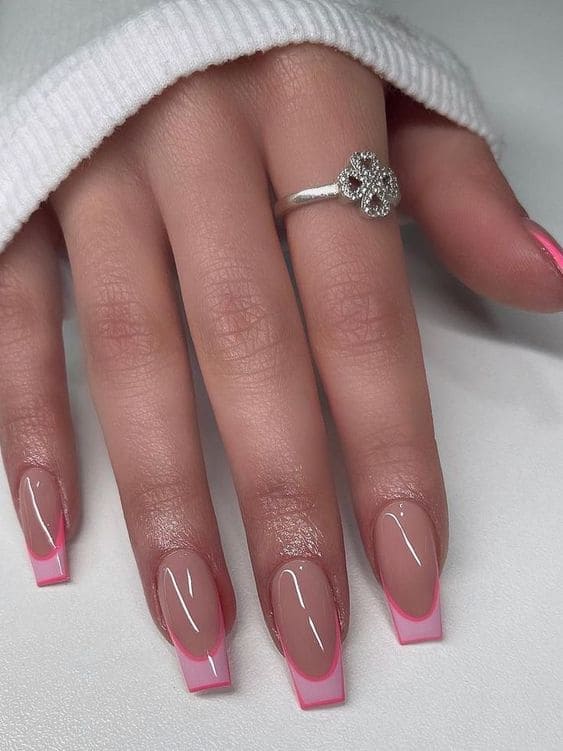 Shimmery Coffin Nails With White Tips
