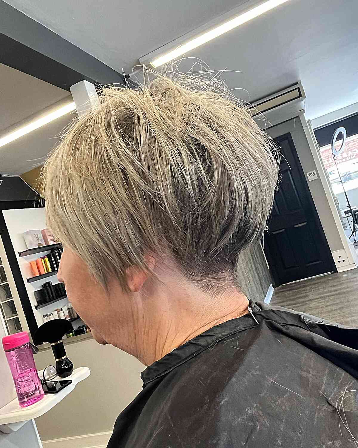 choppy textured pixie with nape undercut for older ladies over