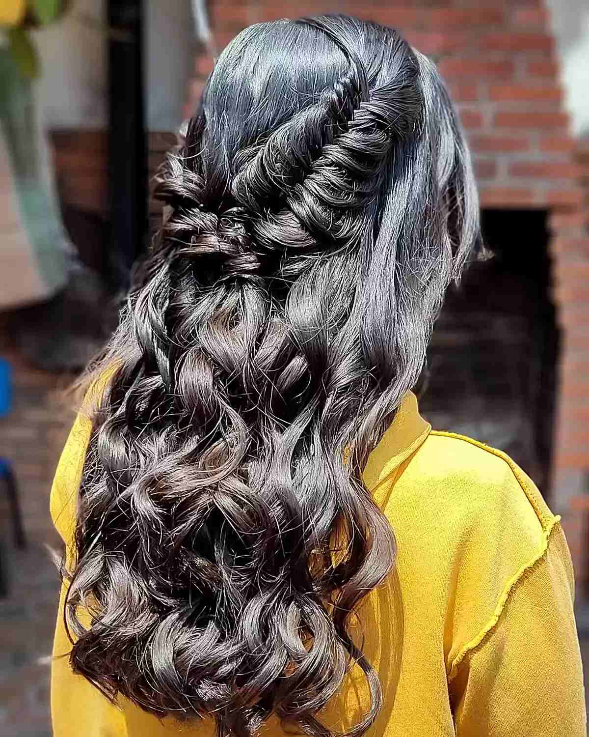 half updo with double fishtail braids for girls graduating