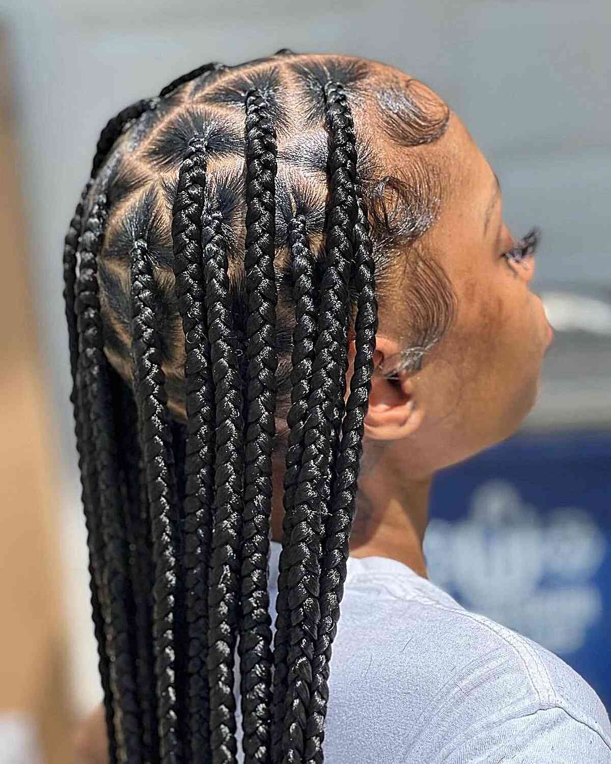 protective knotless braids with triangle parts