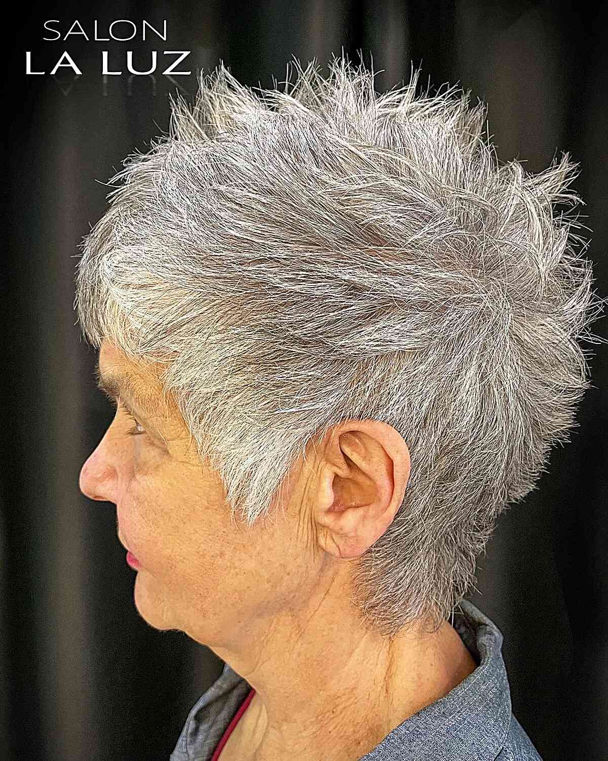 short gray spiky choppy pixie hair for ladies aged