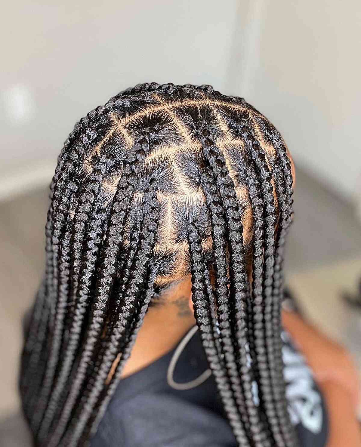 very long neat knotless parted braids