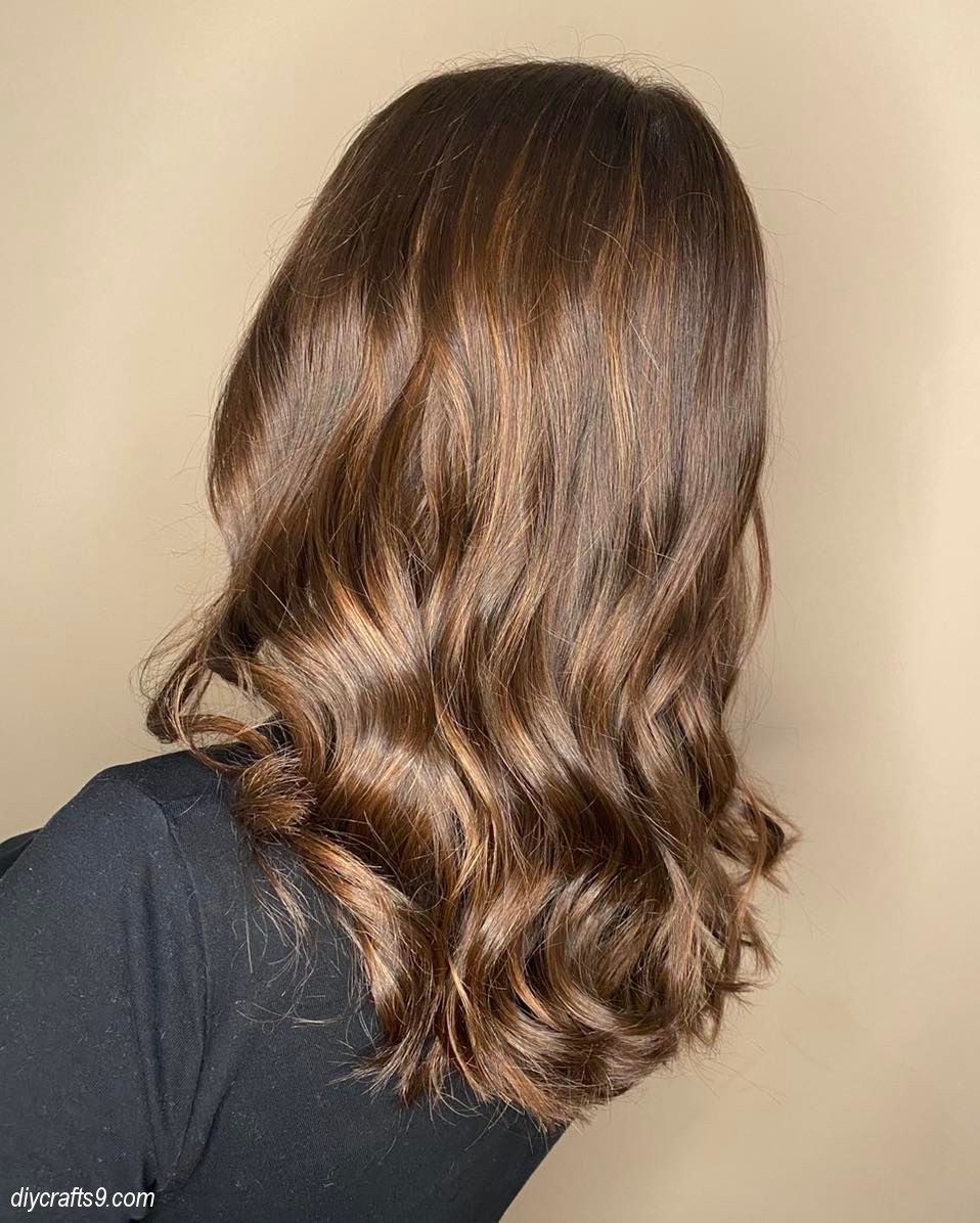 Chocolate Brown Shiny Hair With Caramel Highlights