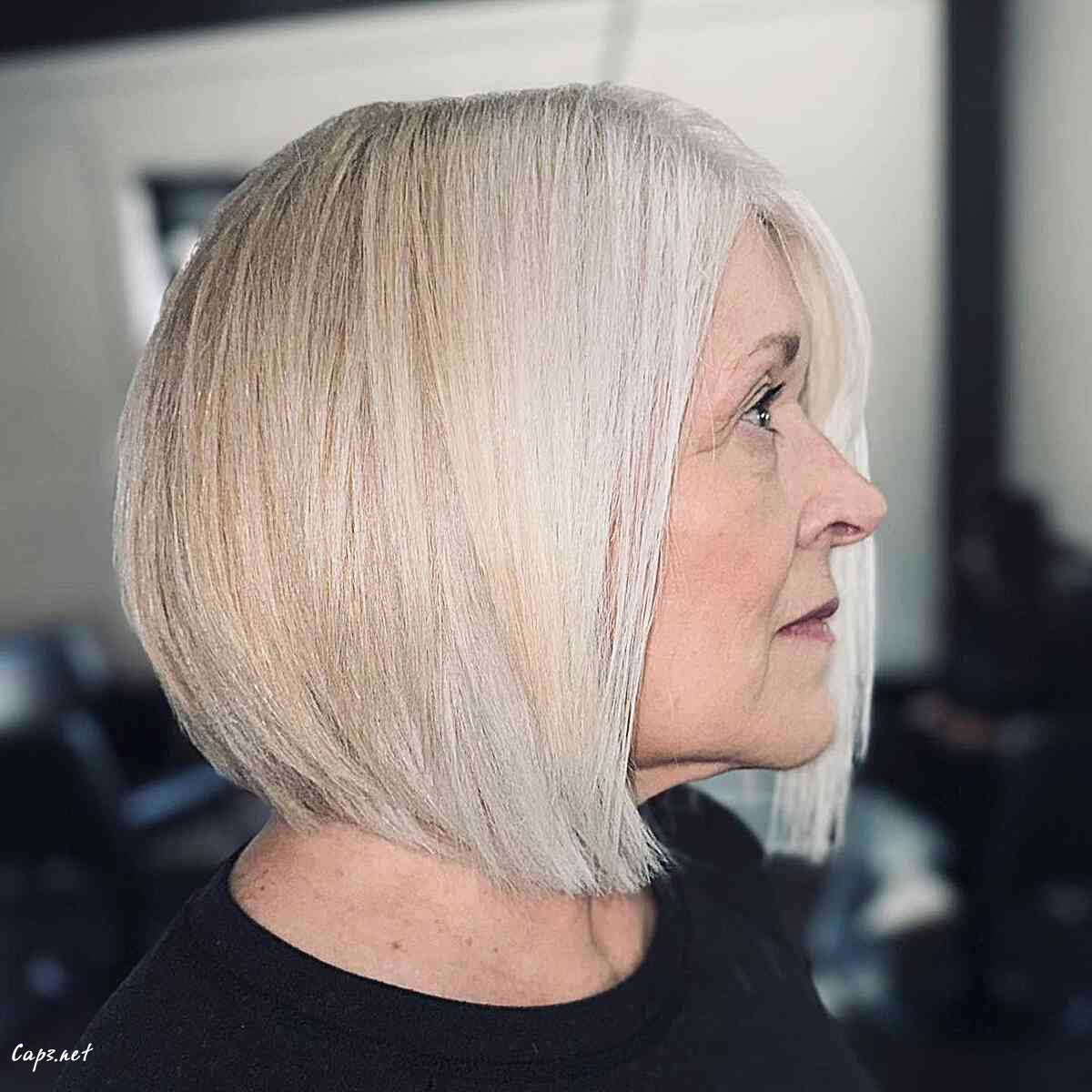 classic icy white blonde bob for women aged