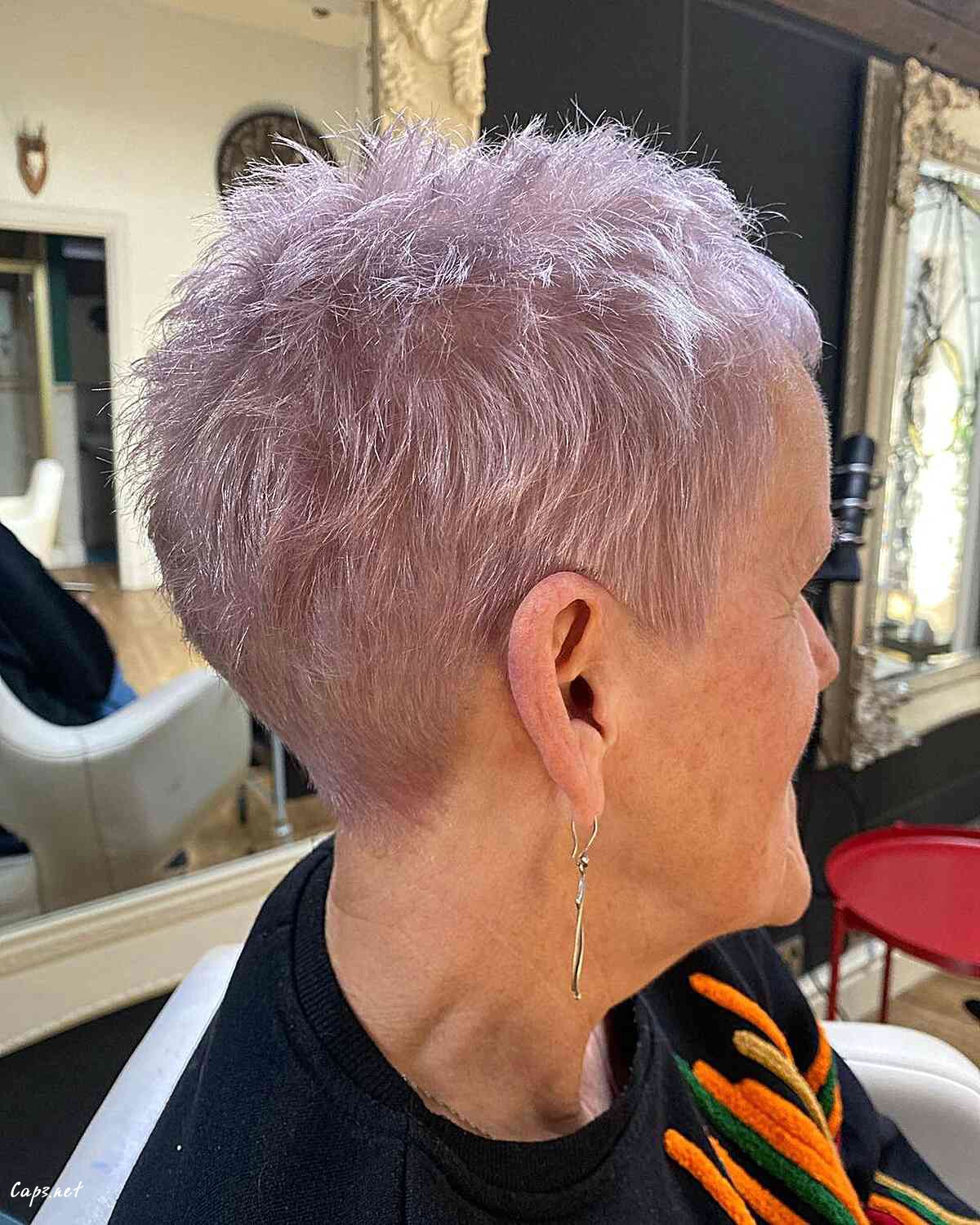 short crop with bleached pink tone for seniors over