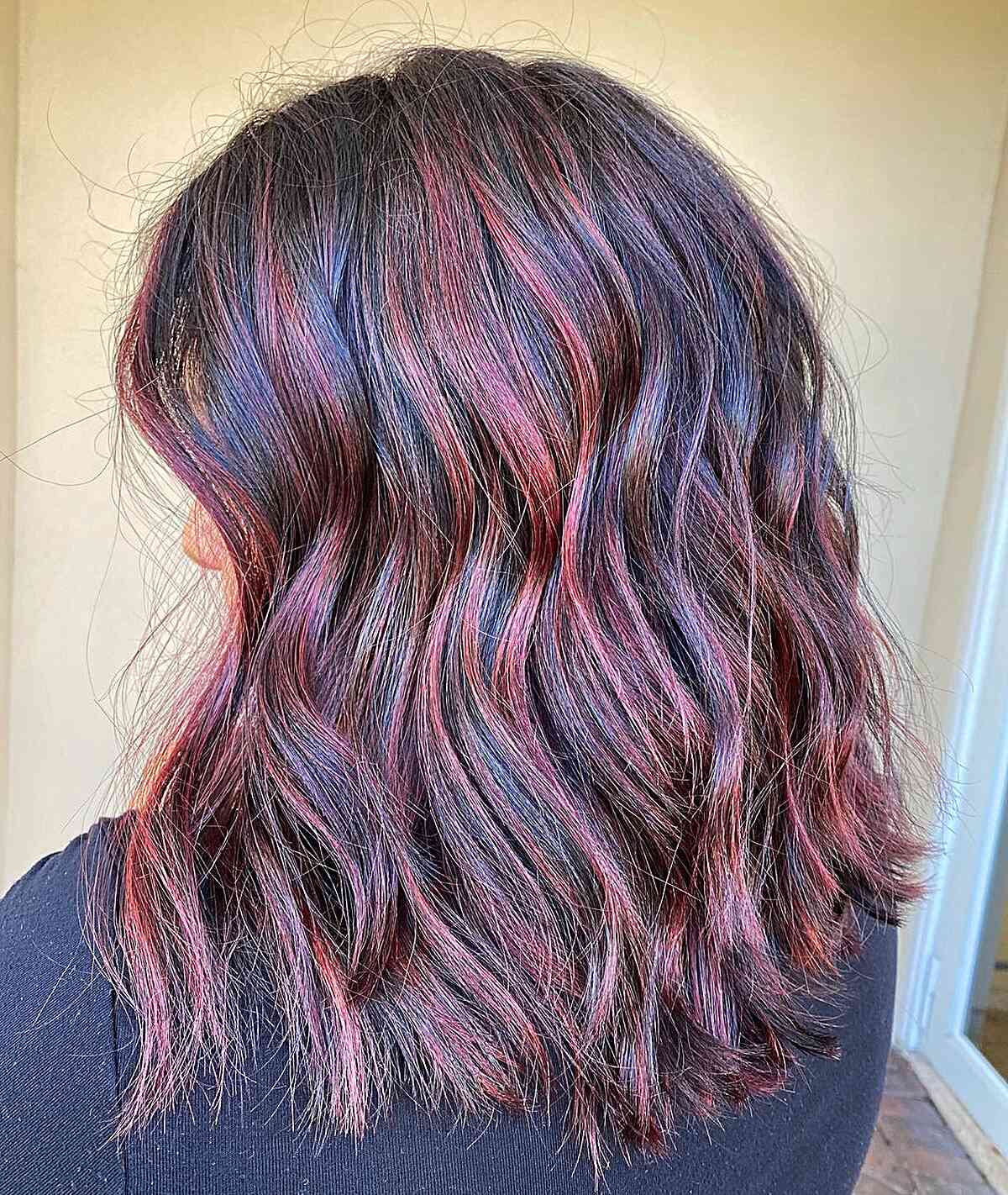 light burgundy balayage red highlights on dark hair