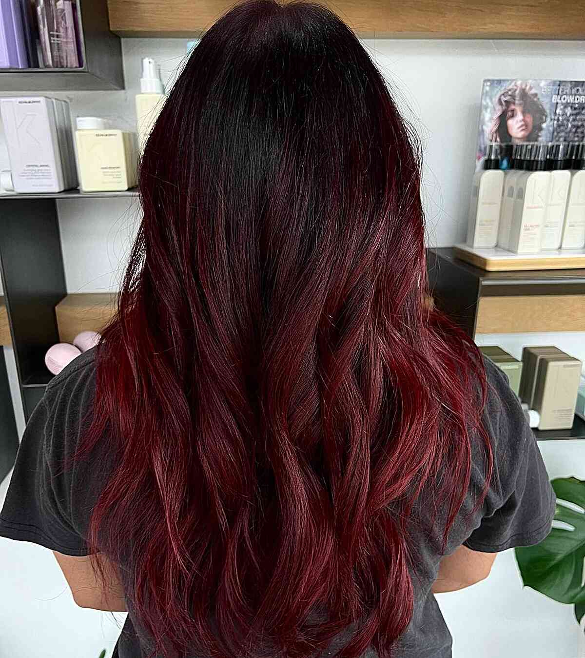 melted maroon burgundy balayage hair color
