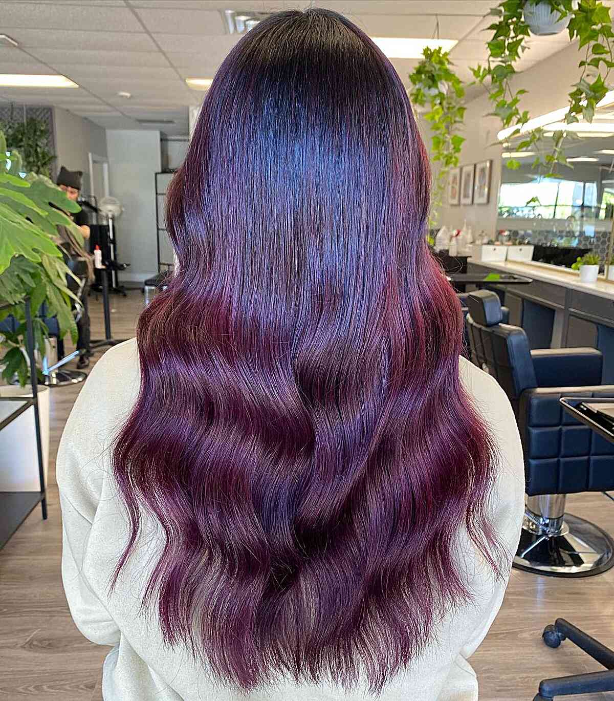 sangria red soft burgundy balayage ombre