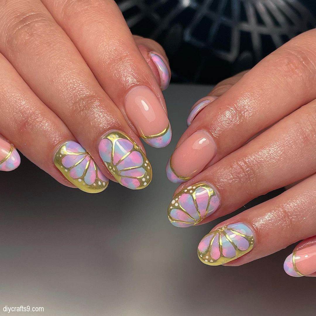 Cotton Candy Butterfly Nails
