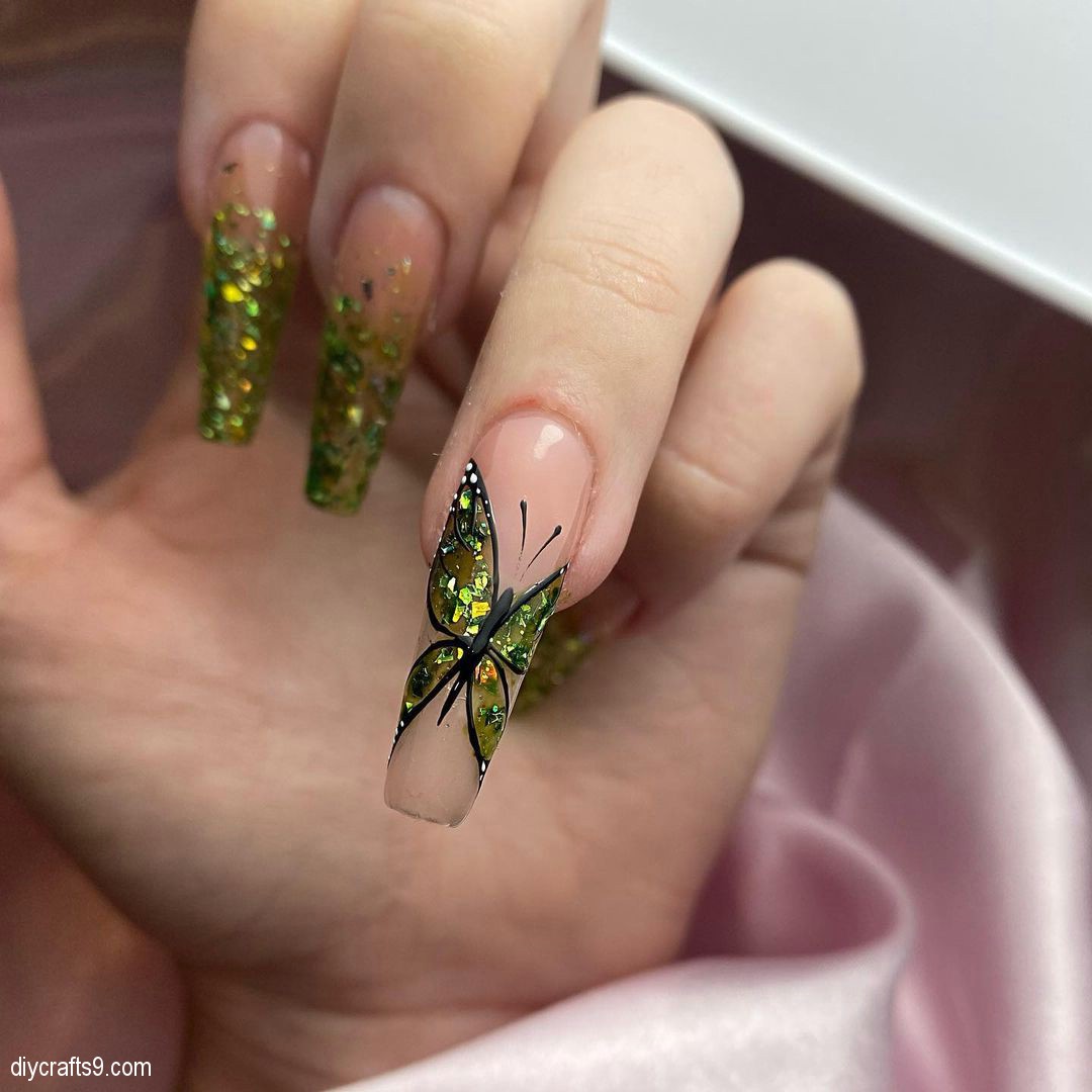 Glitter Butterfly Nails