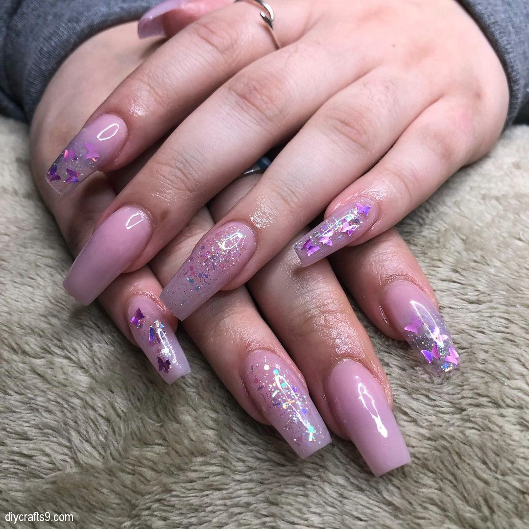 Ombre Nails With Butterflies