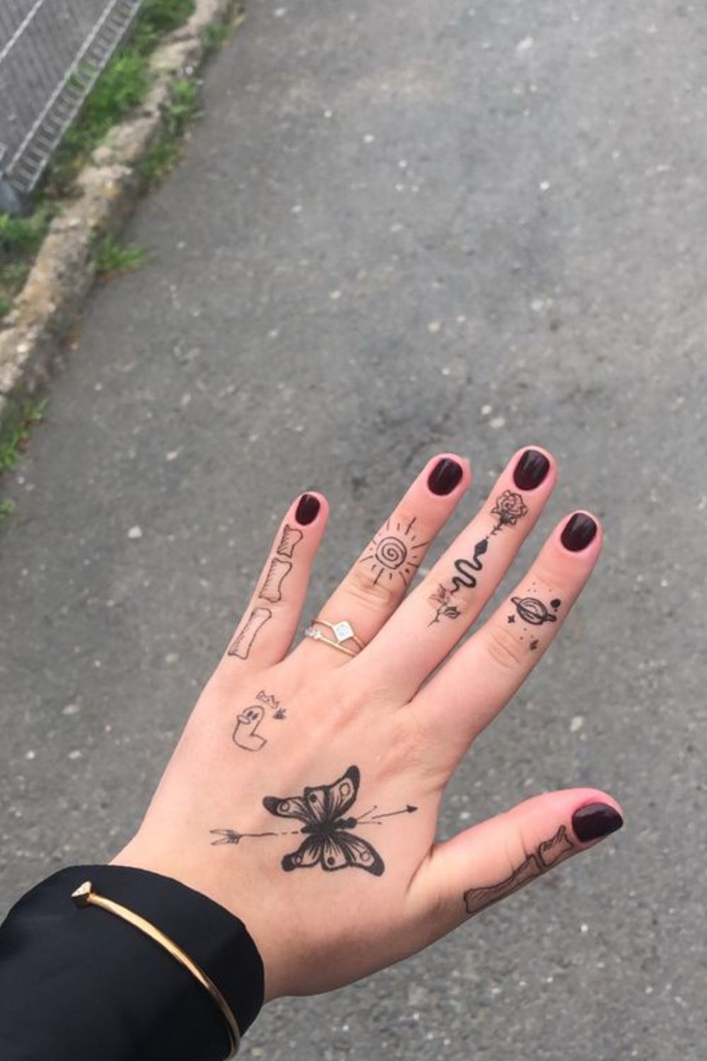Celestial Butterfly Hand Tattoo
